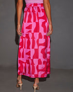 Pink/Red % Imogen Satin Printed Tie Front Midi Skirt-5