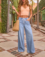 Remieh Stretch High Rise Wide Leg Drawstring Jeans