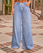 Remieh Stretch High Rise Wide Leg Drawstring Jeans