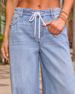 Remieh Stretch High Rise Wide Leg Drawstring Jeans