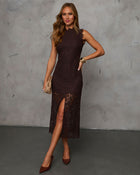 Espresso % Softly Falling Floral Lace Maxi Dress-7