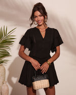 Black % Honey Meadow Cotton Ruffle Knit Mini Dress-1
