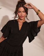 Black % Honey Meadow Cotton Ruffle Knit Mini Dress-6
