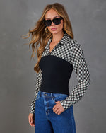 Tomar Plaid Knit Vest Twofer Blouse