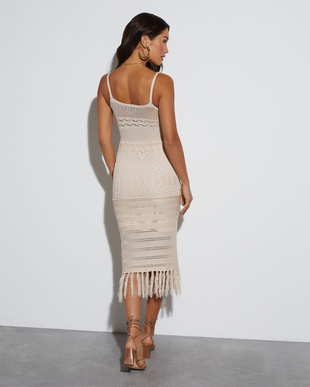 Paradise Cove Cover Up Crochet Knit Midi Dress in Chocolate - Size Large, polyester/viscose, Vici Paradise Cove Cover Up Crochet Knit Midi Dress in Chocolate - Size Large, polyester/viscose, Vici