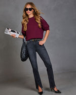 Jennings Super Stretch High Rise Slim Leg Split Hem Jeans