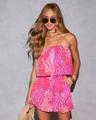 Warm Nights Strapless Printed Romper