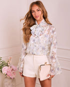 Rosewater Meadow Floral Button Down Top
