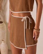 Howdy Sunshine Contrast Wrap Tie Skort