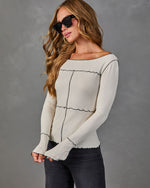 Fayden Knit Contrast Lettuce Trim Top