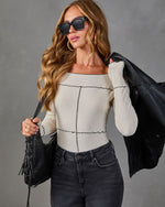 Fayden Knit Contrast Lettuce Trim Top