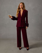 Secret Agenda Velvet Faux Fur Cuff Blazer