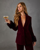 Secret Agenda Velvet Faux Fur Cuff Blazer