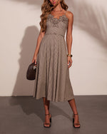 Anastasia Floral Belted Plaid Midi Dress