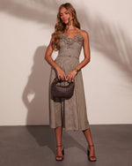 Anastasia Floral Belted Plaid Midi Dress