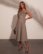 Anastasia Floral Belted Plaid Midi Dress
