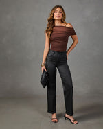 Sienna Interlude Ruched Mesh Off the Shoulder Top