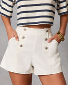 White % Heritage Hues High Rise Sailor Denim Shorts-5