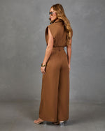 Selena Pleated Cotton Belted Jumpsuit