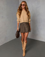 Brown/Taupe % Olivra Satin Polka Dot Mini Skirt-1