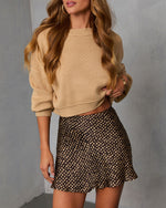 Brown/Taupe % Olivra Satin Polka Dot Mini Skirt-6