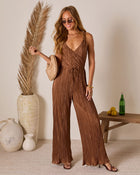Jacelyn Plisse Drawstring Jumpsuit