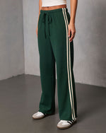 Green Multi % Quiet Day Striped Straight Leg Sweatpants-3