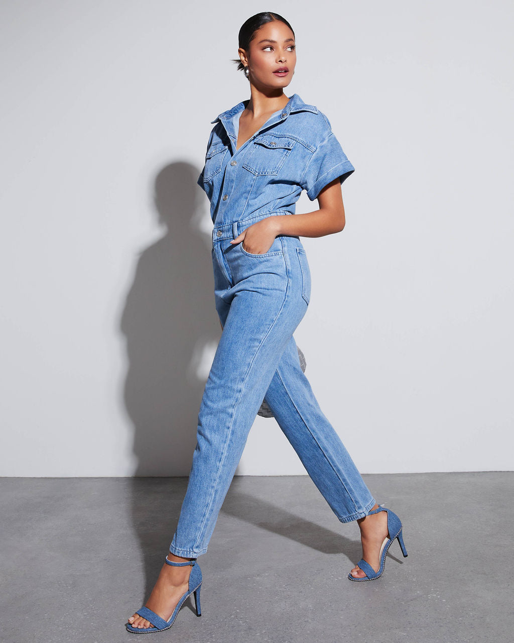 Lorna Denim Bootcut Jumpsuit VICI
