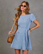 Dover Waist Tie Denim Mini Dress