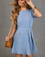 Dover Waist Tie Denim Mini Dress