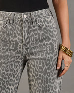 Jonnie Rigid High Rise Wide Leg Animal Print Jeans