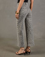 Jonnie Rigid High Rise Wide Leg Animal Print Jeans
