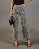 Jonnie Rigid High Rise Wide Leg Animal Print Jeans