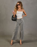 Jonnie Rigid High Rise Wide Leg Animal Print Jeans