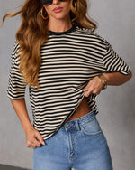 Alaine Striped Short Sleeve Top