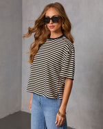 Alaine Striped Short Sleeve Top
