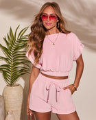 Pink % Geniva Cropped Short Sleeve Top-1