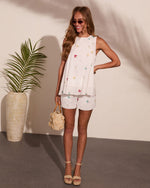 Petal Party Embroidered Floral Shorts