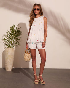 Petal Party Embroidered Cotton Floral Top