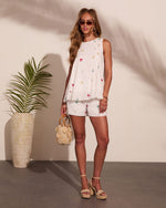 Petal Party Embroidered Cotton Floral Top