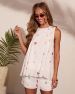 Petal Party Embroidered Cotton Floral Top