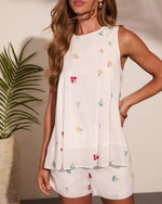 Petal Party Embroidered Cotton Floral Top