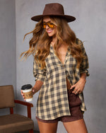 Bonfire Babes Oversized Plaid Button Down Top