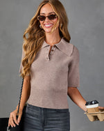 Bellmont Ribbed Knit Short Sleeve Sweater
