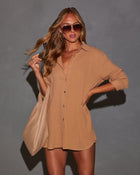 Taupe % Tatum Cotton Button Down Romper-1