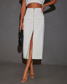 Luxe Lifestyle Front Zip Midi Skirt
