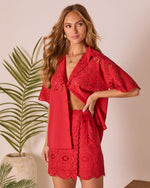 Riviera Reverie Eyelet Button Up Top