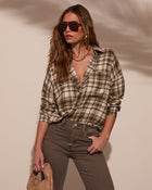 Olive Multi % Silvie Plaid Button Down Top-1
