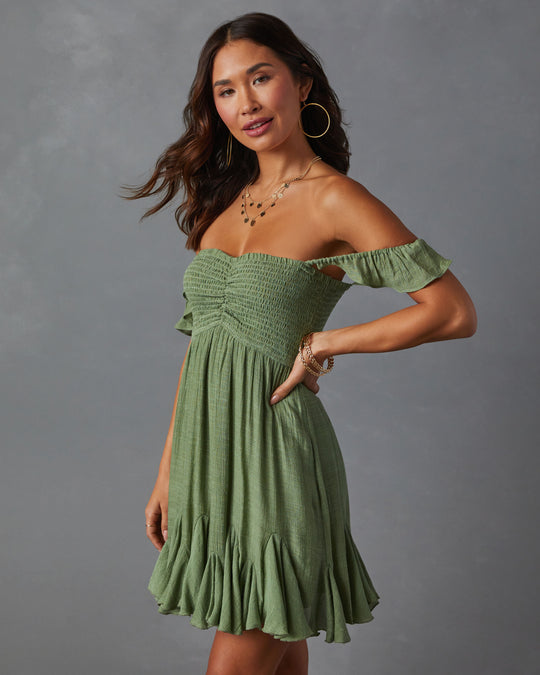 Mahoney Smocked Ruffle Mini Dress VICI