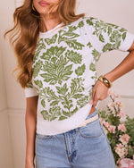 Spring Fern Abstract Knit Top